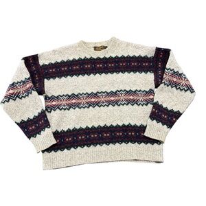 Vintage 90s Eddie Bauer Fair Isle Wool Blend Knit Sweater